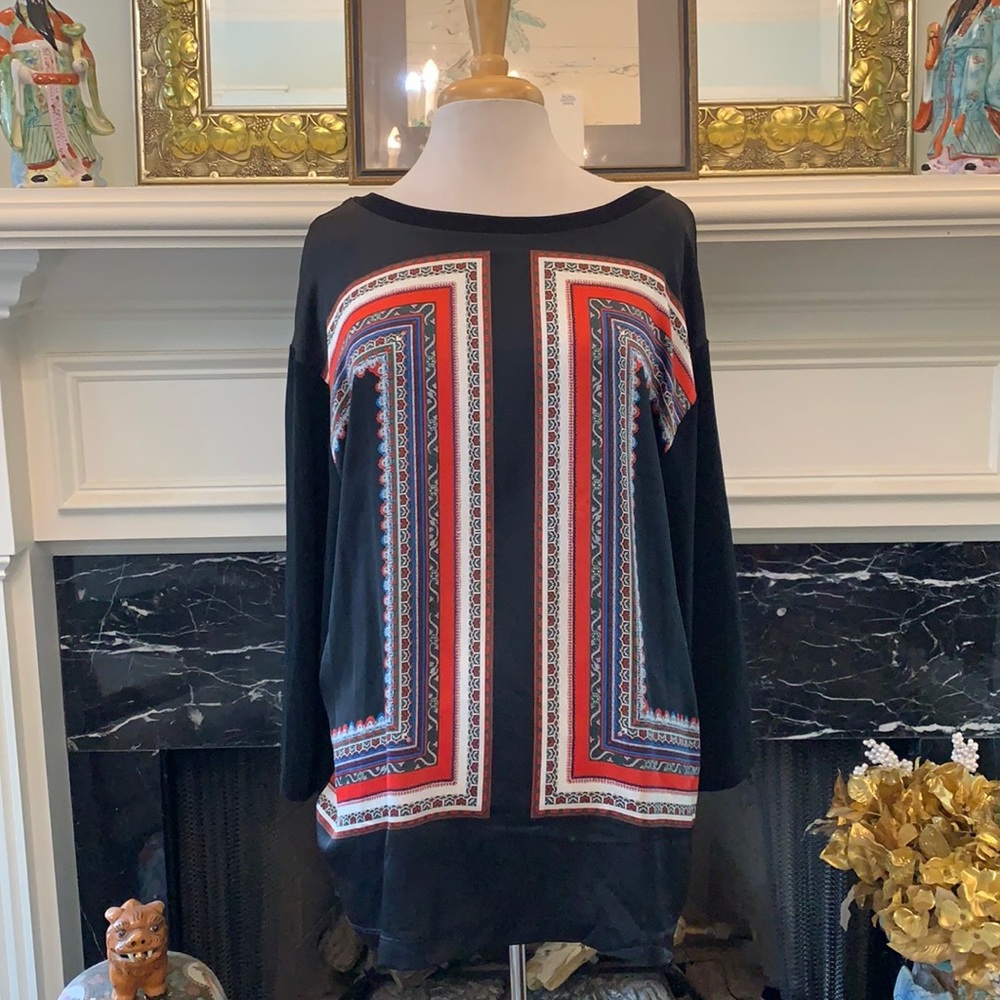 NWOT Classic “MNG Collection” scarf print top